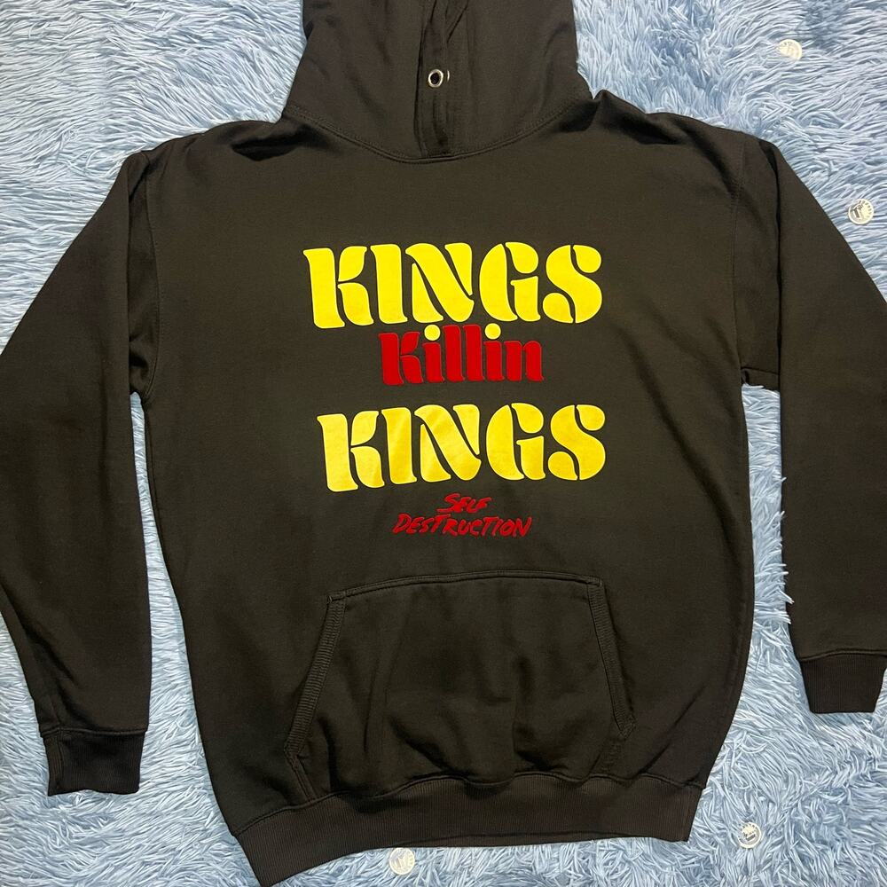 Stop the Violence Graphic Hooded Pullover Sweater Size Medium Mens Black Red